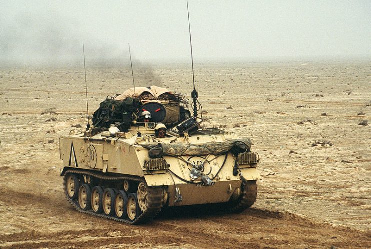 A British FV432 APC in Kuwait during the Gulf War