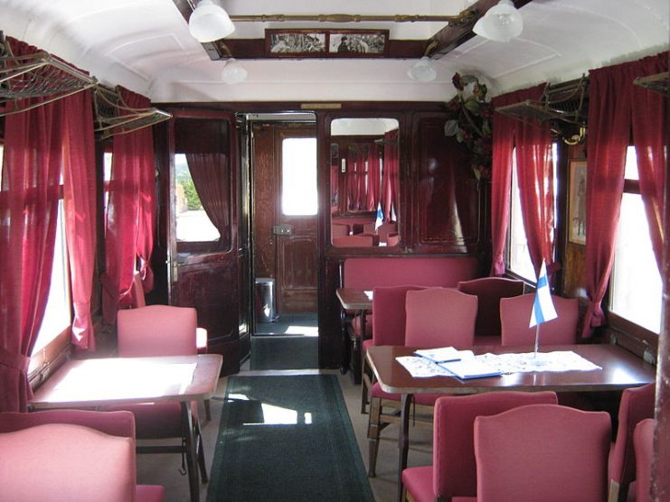 Interior of the saloon coach where Adolf Hitler and C.G.E. Mannerheim met in 4 June 1942, Sastamala, Finland.