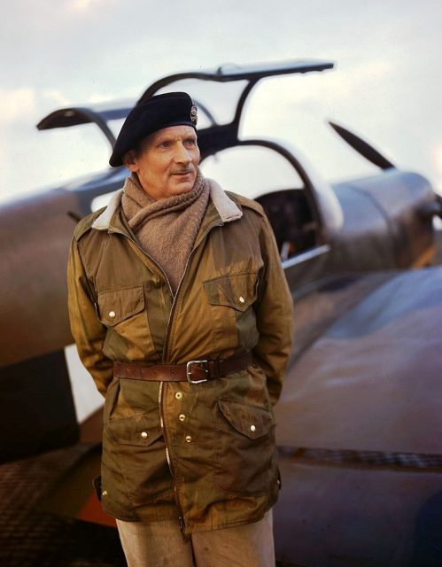 Wartime photograph of General Sir Bernard Montgomery with his Miles Messenger aircraft (location and date unknown).