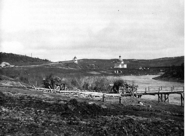 First German vehicles going over Petsamo River (Petsamo, Finland) during the attack on the Soviet Union.