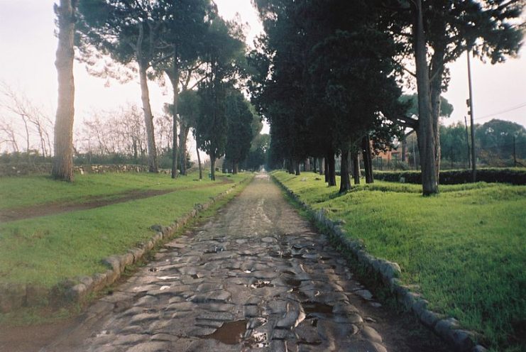 Via Appia Antica 4.1 km South-East from Porta Appia (Porta San Sebastiano), the gate of the Aurelian Walls.Photo: Radosław Botev