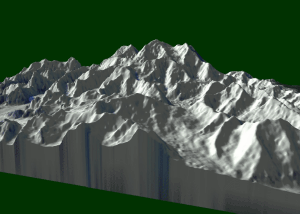 A 3D representation of the Denali (also known as Mount McKinley) mountain created with topographic data