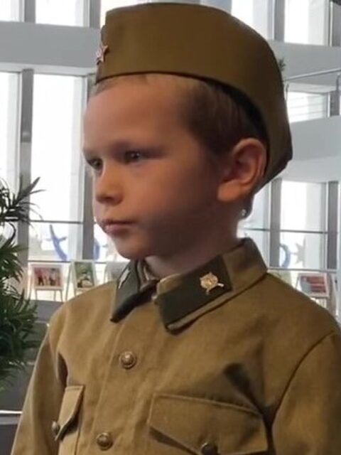 Andrey Andreev dressed in a Red Army uniform