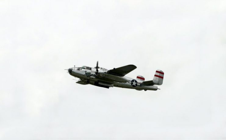 Refurbished B-24 Bomber in flight.