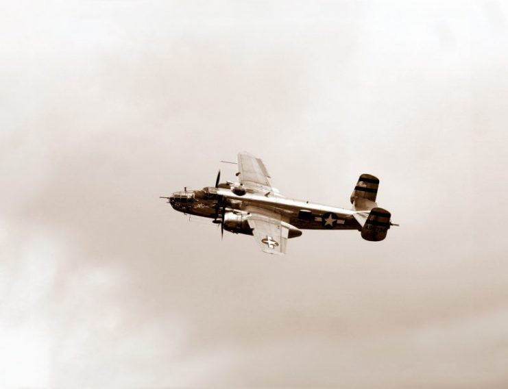 B-24 Bomber in Flight.