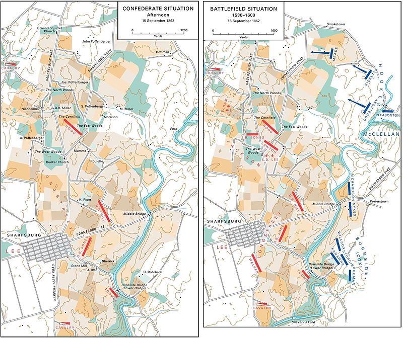 Battlefield of Antietam, situation September 15 to 16, 1862