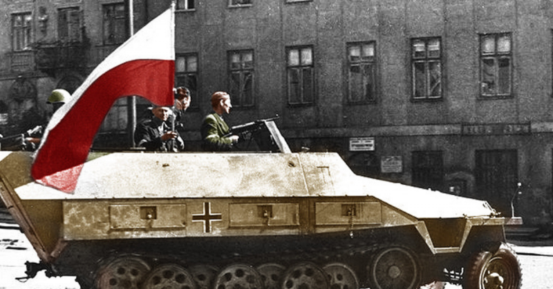 Captured German Half-track During the Warsaw Uprising - August 1944