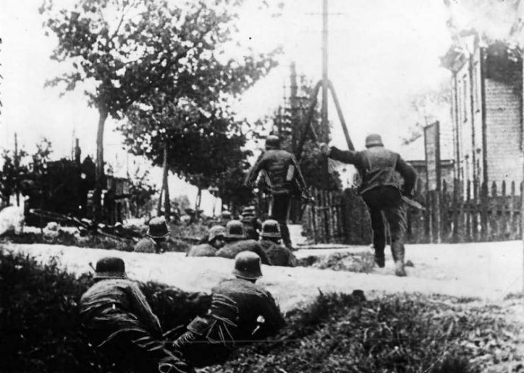 German troops in action during street battle in the Eastern Front, 1941