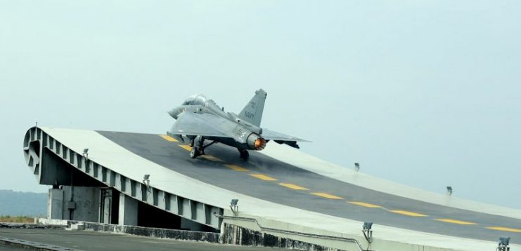HAL Tejas NP-1 takes-off from the Shore Based Test Facility at INS Hansa, Goa.Photo: Indian Navy GODL-India