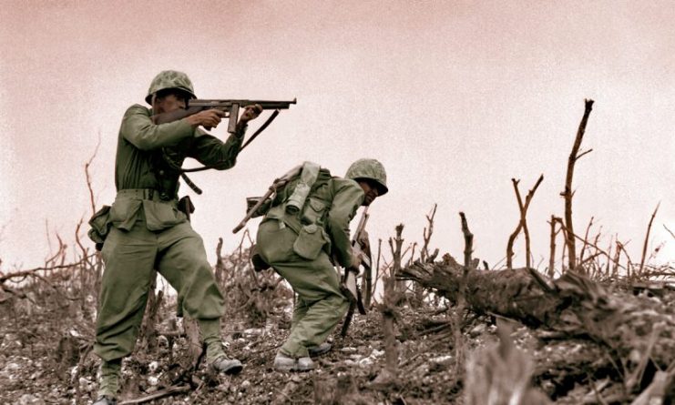 Marines Fighting at Iwo Jima.