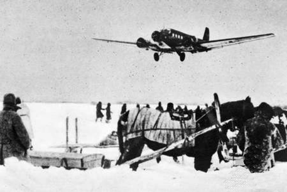 A Ju 52 approaching Stalingrad.