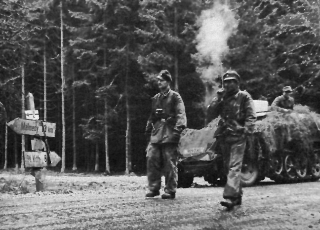 Kampfgruppe Knittel’s troops on the road to Stavelot.