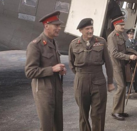 George VI (left) with Field Marshal Sir Bernard Montgomery (right), Holland, October 1944