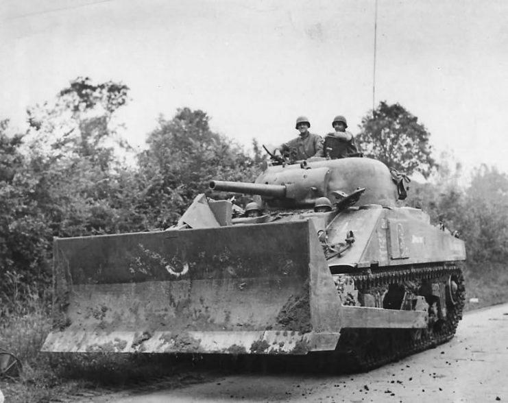 M4 Sherman Dozer named Apache Equipped with Pusher Blade Co A 746th Tank Battalion France July 1944