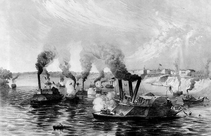 The Total Annihilation of the Rebel Fleet by the Federal Fleet under Commodore Davis.