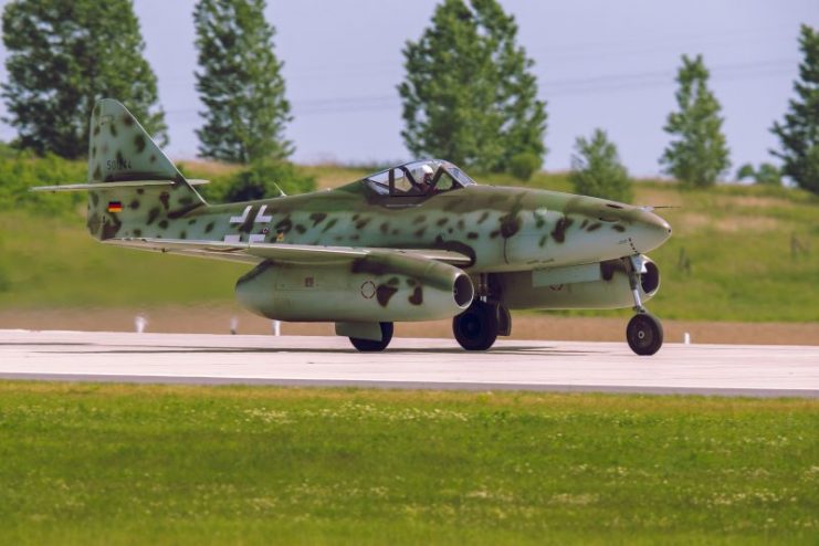 Messerschmitt Me 262 performing demonstration flight in Schoenefeld (SXF) during ILA Berlin Air Show 2014