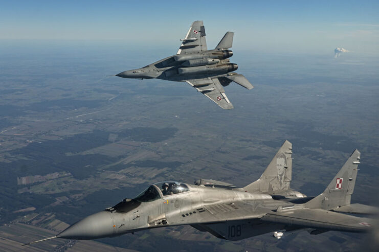 Two Mikoyan MiG-29s in flight