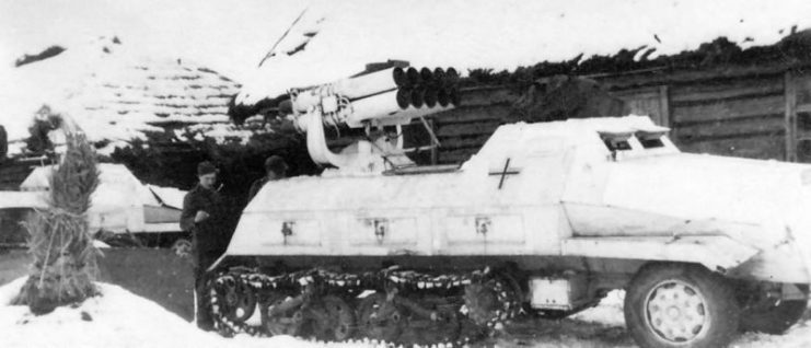 Whitewashed Panzerwerfer 42 with winter camo