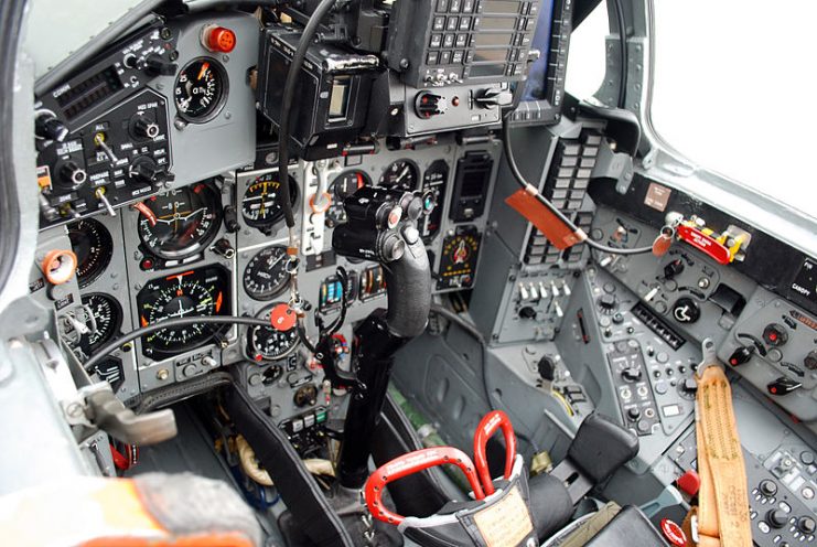 Control panel of Polish-modernized MiG-29, with multirole display on the right. By Jacek Karczmarz CC BY-SA 4.0