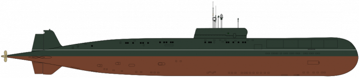 Silhouette of soviet Papa-class guidied missile submarine K-222 (K-162) (project 661 “Anchar”)