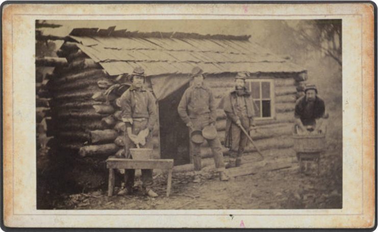 1st Texas regiment in Dumfries, Virginian, winter of 1861-62.