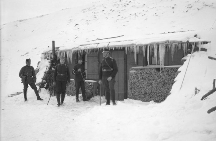 Swiss officers’ barracks in the Umbrail Pass during World War I