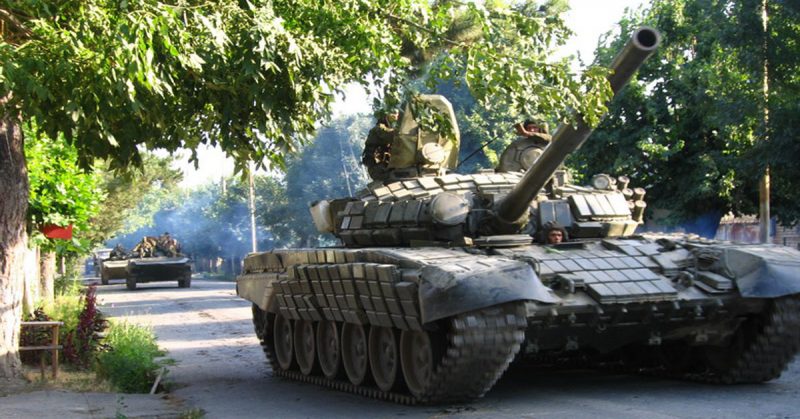 August 2008. Russian tank in South Ossetia