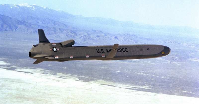 An AGM-86 air-launched cruise missile in flight 