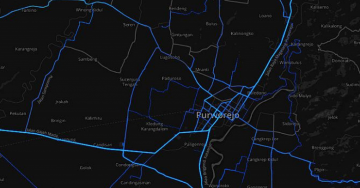 Cycling Routes around Purworejo & Kutoarjo by Strava Heatmap. By HistoryLV CC BY-SA 4.0