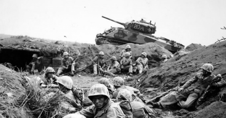 Marines from the 24th Marine Regiment during the Battle of Iwo Jima