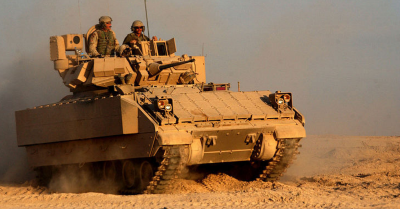 M2A3 Bradley operating near Fallujah, Iraq, in November 2004. 