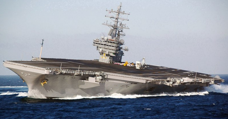 Ronald Reagan conducts rudder checks in October 2007, as part of the ship's periodic inspection.