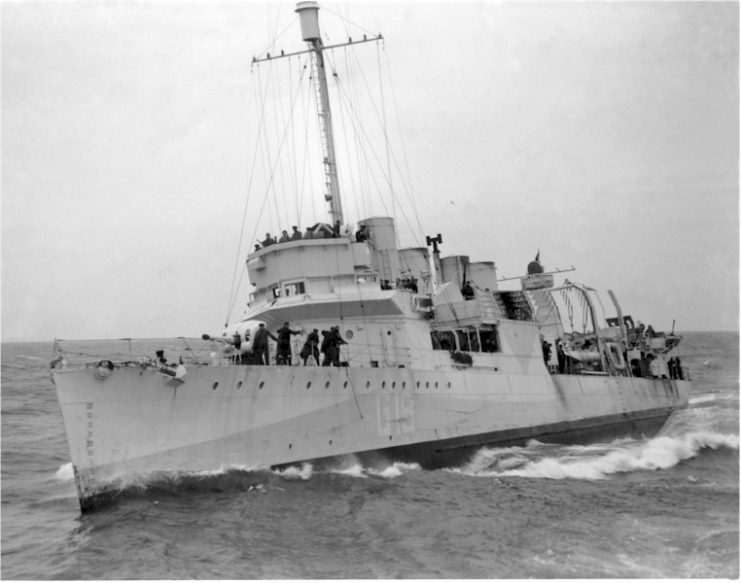 British “Town” class destroyer HMS Leamington (G19), orginally American Wickes class destroyer USS Twiggs (DD-127).