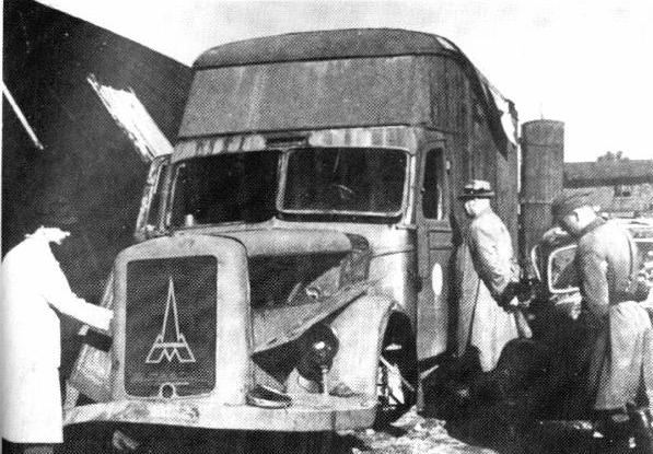 A model of Magirus-Deutz gas van used by the Germans for suffocation at the Chelmno extermination camp; the exhaust fumes were diverted into the sealed rear compartment where the victims were locked in. This particular van had not been modified yet, as noted in Nazi Conspiracy and Aggression (1946), but it demonstrates the method