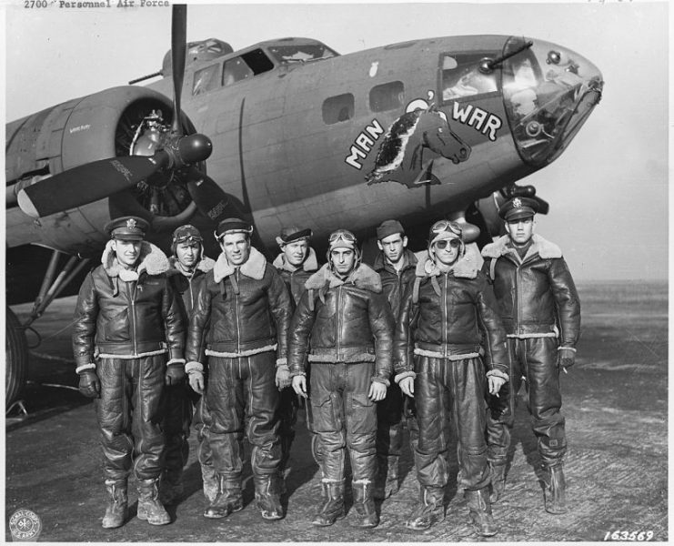 U.S. Bomber crew somwhere in England.