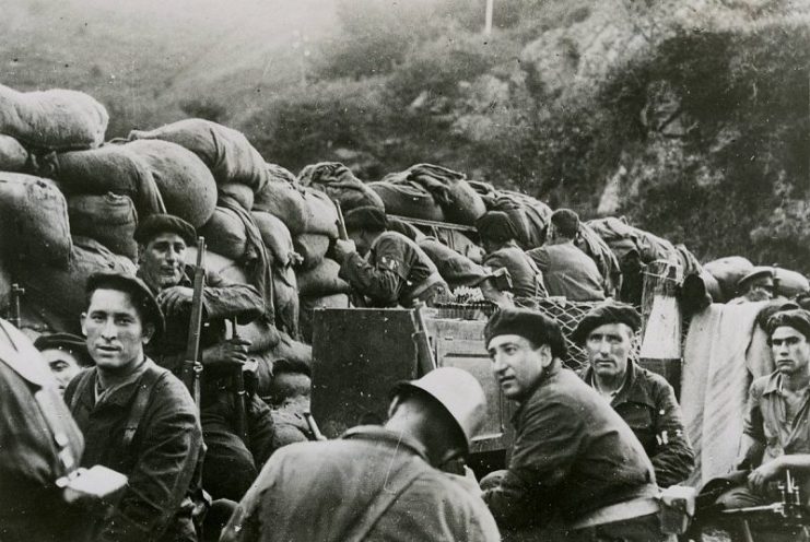 Republican forces during the battle of Irún in 1936