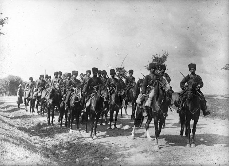 Russian cossacks on the front, 1915.