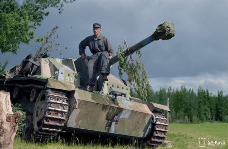 A Finnish soldier sits atop a StuG III assault gun the day after a Battle, 1944.Photo:Jared Enos CC BY-NC-ND 2.0