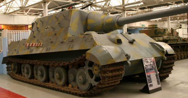Jagdtiger exterior.One of only three surviving examples. Porsche variant, zimmerite applied. Photo: Kristian Thy CC BY 2.0