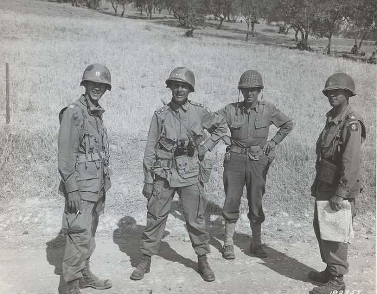 Major General Matthew Ridgway and members of his staff outside of Ribera, Sicily on July 25, 1943