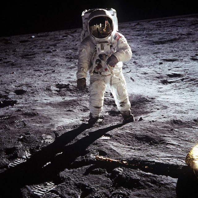 Buzz Aldrin (pictured) walked on the Moon with Neil Armstrong, on Apollo 11, July 20–21, 1969