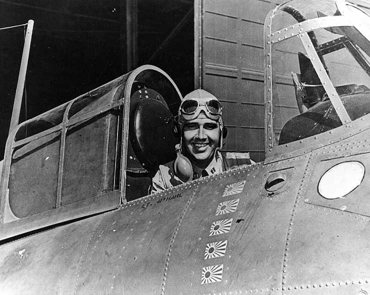 Lieutenant Edward O’Hare in his F4F Wildcat, Spring 1942