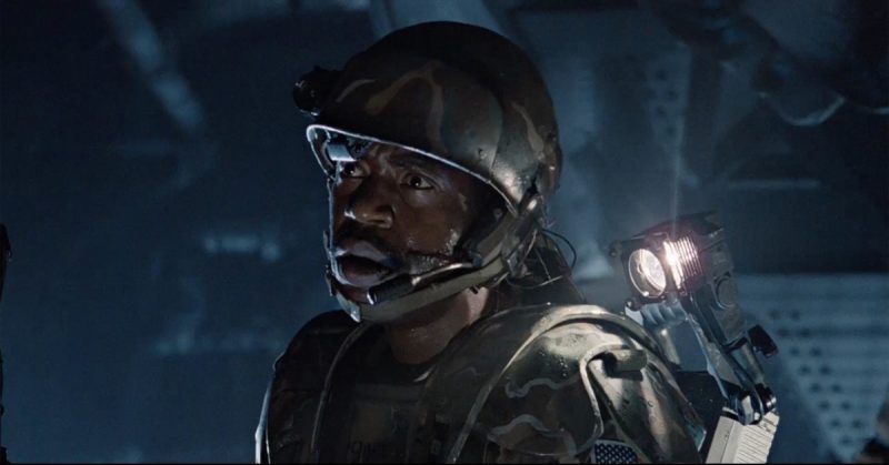 A screenshot from the movie Aliens: In a moment of pure Marine banter, Apones is asked to fetch a soldier's slippers, His response is unambiguous: 