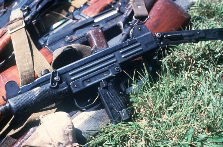 An Israeli-made 9 mm Uzi submarine gun seized during Operation Urgent Fury.