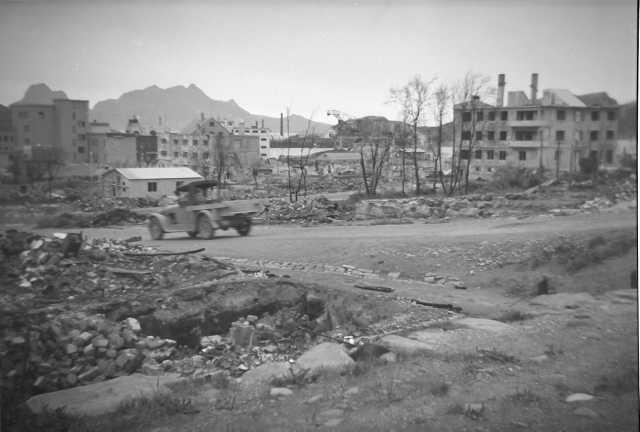 The Norwegian city of Bodø, two years after it was bombed by the German Luftwaffe during the 1940 Norwegian Campaign.