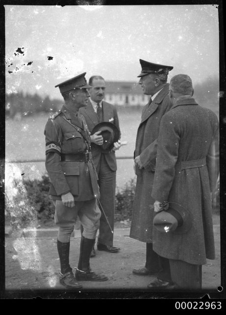 Count Felix Graf von Luckner with Brigadier-General C G N Miles at the Royal Military College in Duntroon, Canberra
