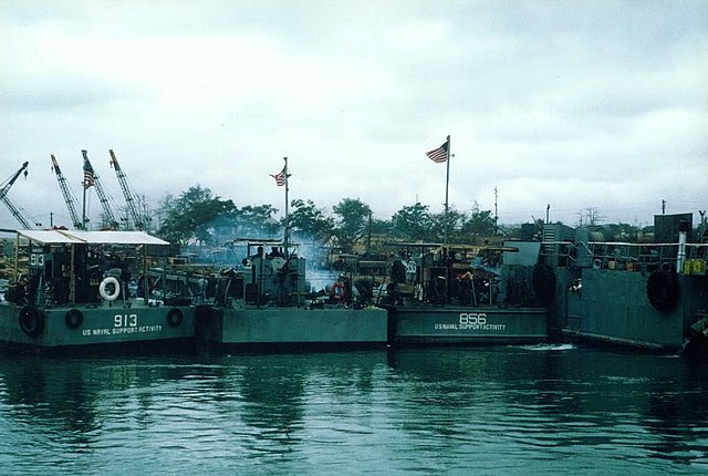US Navy ships docked along the Cửa Việt