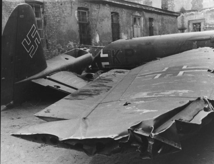 Destroyed German bomber in Leningrad.