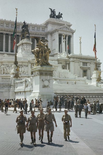 Entry of Allied Troops Into Rome, June 5, 1944: Allied troops by the Vittoria Emmanuel Memorial.