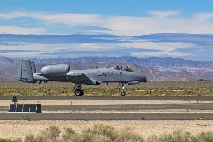 Fairchild Republic A-10 Thunderbolt II ‘Warthog’ fighter aircraft take-off at the 2017 Los Angeles Air Show in Los Angeles, California.